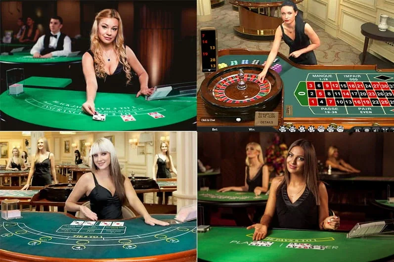 Dealer dan meja live casino APEK88 terlihat melalui tampilan kamera mobile